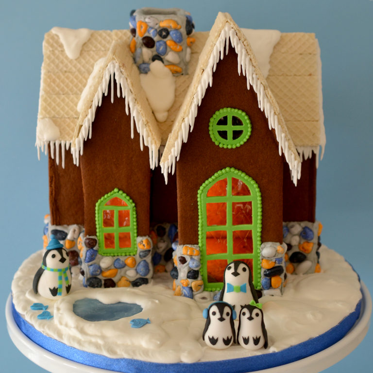 Penguins’ Cottage Gingerbread house