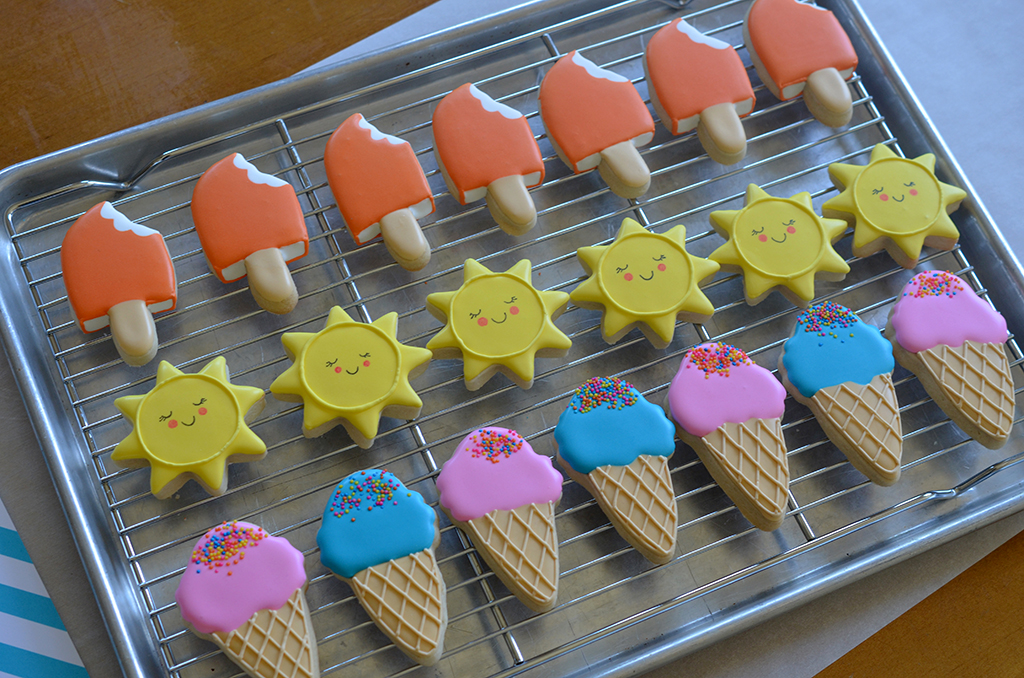 Summer Fun Cookies on Baking Sheet 